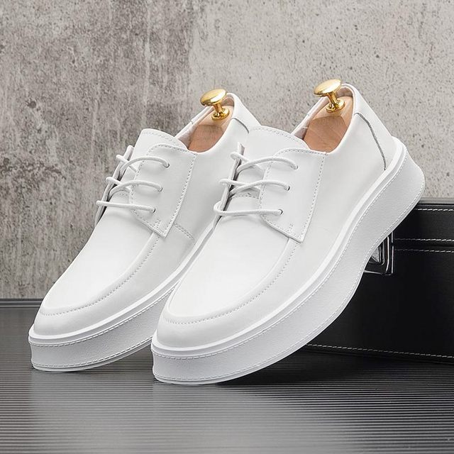 White suit leather shoes men's summer off -air breathable trend
