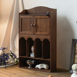 Wensen Home Furnishing Doll Display Cabinet Wooden Small Desktop Vintage Toy Ornament Blind Box Storage Display Cabinet