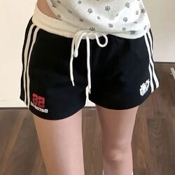 American Retro Letter Print Sports Shorts for Women, Summer 2026 New Design, Trendy Loose Versatile Hot Pants