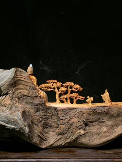 太行山崖柏彫刻 - 禅風景装飾品