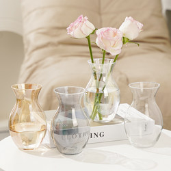 Minimalist European-style Glass Vase Small Popular Multi-color Water-raised Green Plant Flower Vase Desktop Decorative Ornaments