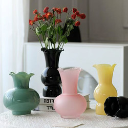 French-Style Light Luxury Glass Vase with a High-End Feel, Creative Water-Cultured Flowers, Dried Flowers, Flower Arrangement Decoration, Living Room Decoration Ornaments