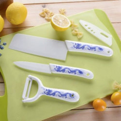 Three-Piece Ceramic Knife Set for Women's Kitchen, Sharp Knives for Slicing, Cutting Meat, and Cutting Vegetables
