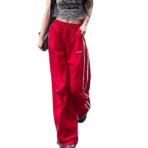 
American striped stitching sports wide-leg pants for women 2026 spring and summer thin high-waisted casual sweatpants quick-drying workwear pants