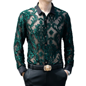 
Summer men's long-sleeved hollow lapel shirt middle-aged trendy dad casual shirt T-shirt for men 2025 new style men