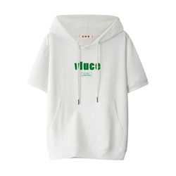 Pure Cotton Hooded Short-Sleeved T-Shirt for Women, Summer Thin Loose Pullover Hooded Sweatshirt, Casual Sports Large Size Slimming Hoodie