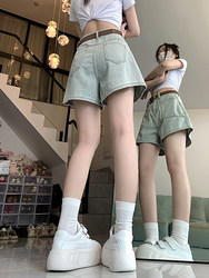 Distressed American-Style Wide-Leg Denim Shorts for Women, 2026 Summer, Plus Size, Loose, High-Waisted, A-Line, Petite, Slimming Hot Pants