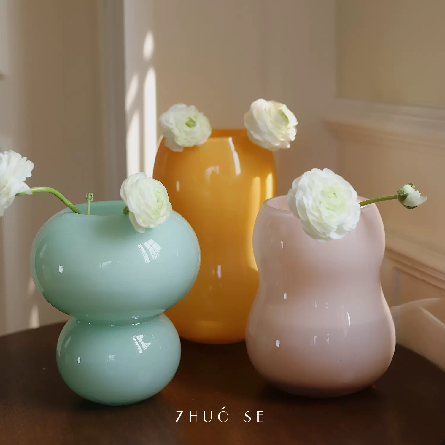 ZHUOSE 法式组合玻璃花瓶摆件客厅插花餐厅桌面装饰花瓶花器-Taobao