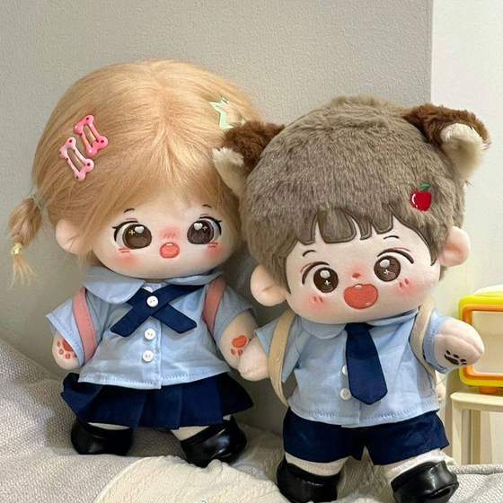 Spot 20cm centimeter doll star cotton doll school uniform uniform skirt doll cloth dolls replace with accessories
