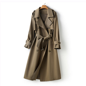 
British style long over-the-knee windbreaker for women 2025 spring new style super good-looking, elegant and high-end coat jacket