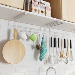 304 stainless steel kitchen rack cabinet hanging rack cling film paper towel red wine glass wall hanging storage rack no punching