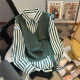 Extra Large Size 2-300Jin [Jin equals 0.5 kg] New Design Feeling Niche Loose Striped Long Sleeve Shirt Top Vest Two-Piece Set
