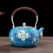 Bạc Ấm Siêu Tốc Bạc 999 Ấm Trà Bộ Trà Nguyên Chất Handmade Ấm Siêu Tốc Bạc Cloisonné Men Cloisonné Ấm Trà ấm trà bằng đồng cổ ấm trà đồng 