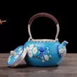 Bạc Ấm Siêu Tốc Bạc 999 Ấm Trà Bộ Trà Nguyên Chất Handmade Ấm Siêu Tốc Bạc Cloisonné Men Cloisonné Ấm Trà ấm trà bằng đồng cổ ấm trà đồng 