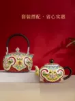 Guiyintang bạc nguyên chất bạc 999 nồi handmade đồ nư men cloisonné công nghệ cao ấm đun nước trà hộ gia đình bộ trà am tra bang dong ấm tử sa 900 triệu 