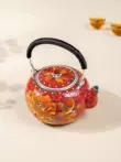 Guiyintang bạc nguyên chất bạc 999 nồi ấm đun nước handmade cloisonné cloisonné men bạc ấm trà trà cao cấp bộ sưu tập ấm đồng ấm trà bằng đồng 