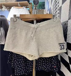 Brandygirl New Style Rolled Hem Drawstring Letter Print Bm Shorts for Women High-Waisted Versatile Sports Hot Pants That Make Legs Look Longer