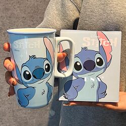 Disney Stitch Ceramic Mug for Girls, High-Looking Couple Drinking Cup, Home Birthday Gift
