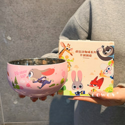 Zootopia Judy Children's Food Bowl, Food-Grade 316L Stainless Steel, Special Cute Tableware for Babies to Eat