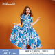 DVF2025 spring and summer new POLO neck short-sleeved tea skirt vine flowers plant printed dress DS1T012