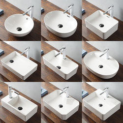 Household Bathroom Ceramic Countertop Washbasin, Simple Nordic Square Art Basin, Small Apartment Balcony Washbasin