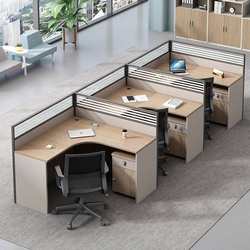 Staff Desk and Chair Set, Simple Modern Office Desk, Office Table for 6 People with Partitions, Employee Screen Booth