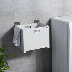 Wall-Mounted Folding Laundry Basket for Home Use, Large Capacity Storage Basket, Simple White Storage Basket