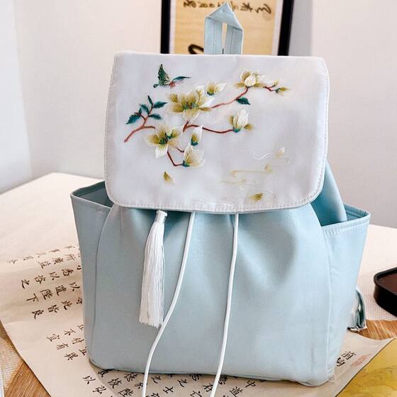 
New Product Backpack Hanfu Bag Embroidered Bag Embroidered Ancient Style Handmade Backpack Chinese Style Ancient Style Cloth Bag