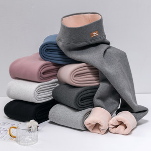 Lamb cashmere kitten footprint leggings female autumn and winter plus velvet large size fat mm cold sky women wearing cotton pants
