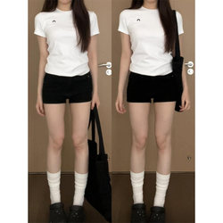 Black Denim Shorts for Women, Summer Thin Style, 2025 New Model, Petite High-Waisted A-Line Slimming Straight Wide-Leg Hot Pants