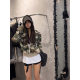 American hot girl slim camouflage cardigan hooded sweatshirt for women 2024 new spring and autumn retro zipper long-sleeved jacket