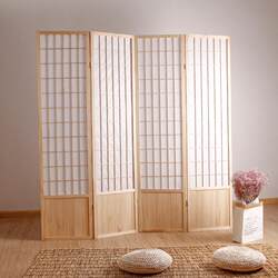 Japanese-Style Folding Screen with Panels, Simple Photography Backdrop, Folding Screen Wall, Movable Partition, Wooden Zhangzi Lattice