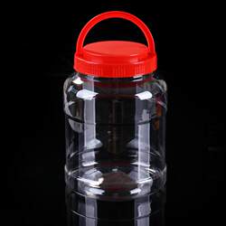 Pet Plastic Large Jar Transparent 3L Food-Grade Sealed Wide-Mouth Bottle Honey Jar Household Storage Dried Fruit with Handle