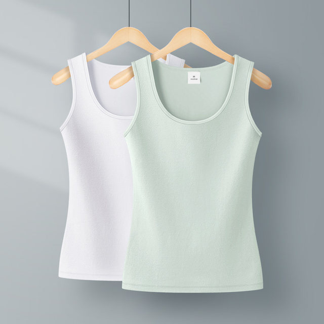 White cotton vest for women wearing summer exterior slim fit basic versatile base strap sleeveless sports T-shirt