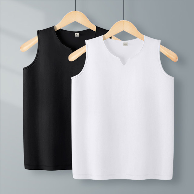 White pure cotton v-neck suspender vest for women with summer loose large size sports outside sleeveless base T-shirt