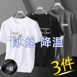3-Pack】Ice Silk Cool Quick-Drying Short-Sleeved T-Shirt for Men, Summer Men's Mesh Breathable Outdoor Sports Half-Sleeve T-Shirt