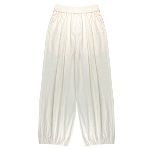 White ice silk nine -point pants girl Xia Gao waist -high waist mosquito protection loose worker Haron radish sports pants small
