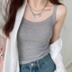 Versatile threaded white small camisole for women 2025 new inner top for women summer outer wear beautiful back ice silk base
