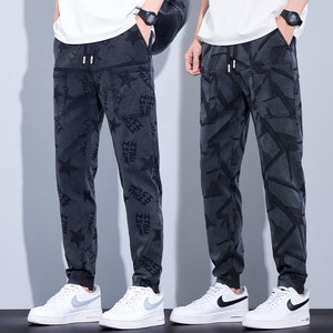 
Six-pack Jeans Men's 2025 new summer thin jacquard stretch multi-pocket casual pants loose harem pants