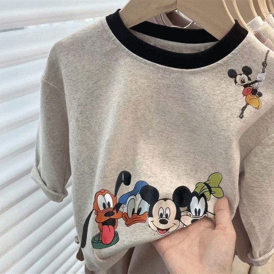 
Spring and autumn new long-sleeved cotton T-shirts for boys and girls, cartoon fun printed tops, cute baby bottoming shirts