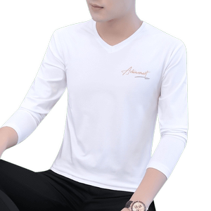 
2026 New Men's Long Sleeve T-Shirt Trendy T-shirt Pure Cotton Autumn Clothes Autumn Clothes Men's V-neck Bottoming Shirt
