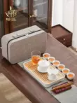 Suet-béo ngọc du lịch bộ trà hộ gia đình khay trà sứ trắng liễn kung fu trà ngoài trời di động bộ trà tiếp liệu binh tra Trà sứ