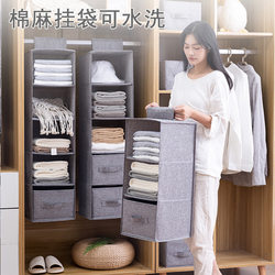 Underwear and Socks Storage Hanging Bag, Wall-Mounted Wardrobe Hanging Multi-Layer Fabric Bag Storage Bag, Cotton and Linen Storage Box