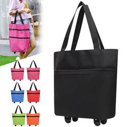 Tug Bag Foldableing Shopping Bag with Wheels Environmentally Friendly Bag Portable Large Capacity Supermarket Grocery Cart Small Trolley for Home Use