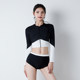 Swimsuits for women soaking in hot springs for new style of cover belly slimming sun protection long sleeve zipper retro surfing suit triangular split swimsuit