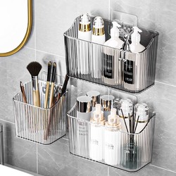 Bathroom Storage Box Shelf Wall-Mounted Toilet Washbasin Wall-Mounted Bathroom Cosmetics No-Drill Toothbrush Holder