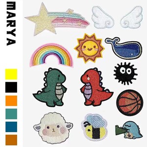 
Patch patch for children's clothes, pants, down jacket, hole repair subsidy, cartoon pattern embroidery cloth patch, green gray