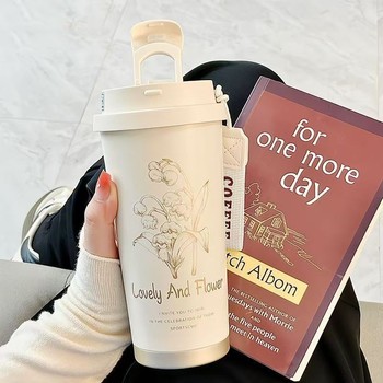 New Lily of the Valley 316 Stainless Steel Insulated Cup Big Mac Vacuum Car Cup Portable Handle Straw Cup Children's Cup