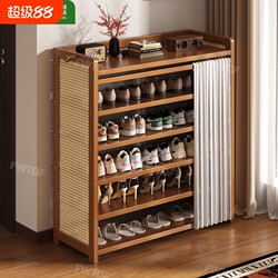 Multi-Layer Shoe Rack for Home Entrance, Dust-Proof Shoe Rack, Sturdy and Durable, Simple Bamboo Shoe Cabinet with Door for Hallway