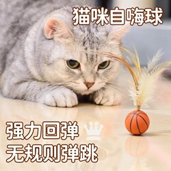 Cat Toy Elastic Ball Self-Entertainment Gadget, New Cat Teaser Stick with Feather, Exercise Ball for Cats to Expend Energy